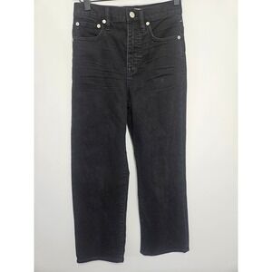 Madewell Slim Wide-Leg Crop Jeans Black High Rise Size 24